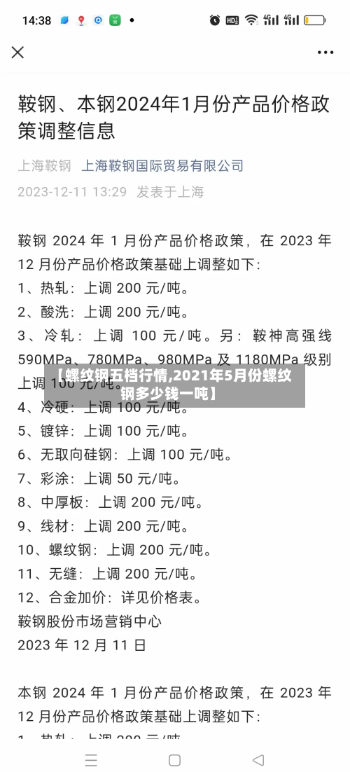 【螺纹钢五档行情,2021年5月份螺纹钢多少钱一吨】-第2张图片