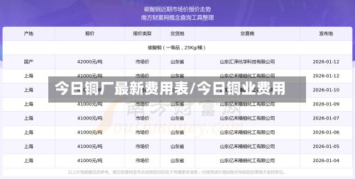 今日铜厂最新费用表/今日铜业费用-第1张图片